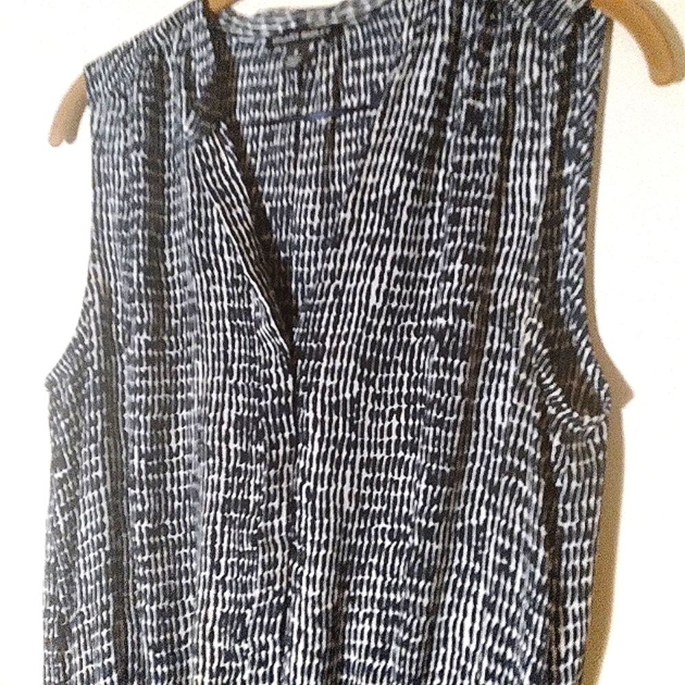 Hilda‎ Radley Dress Sleeveless  Black White Abstract Bamboo Print Womens Size 8